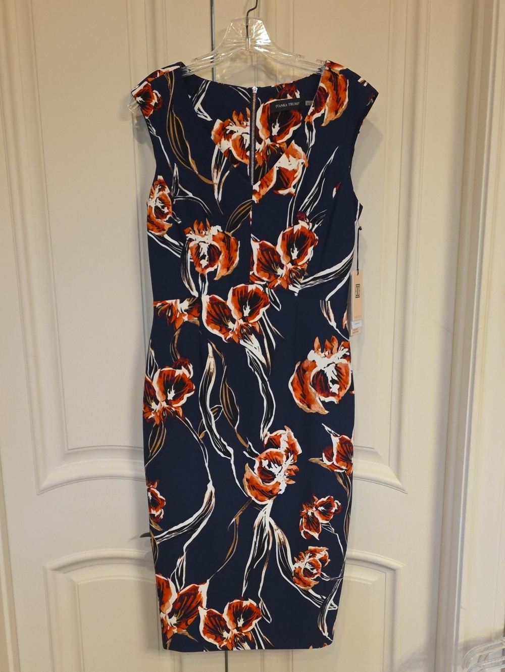 Ivanka Trump Navy Midi Dress with Floral Print